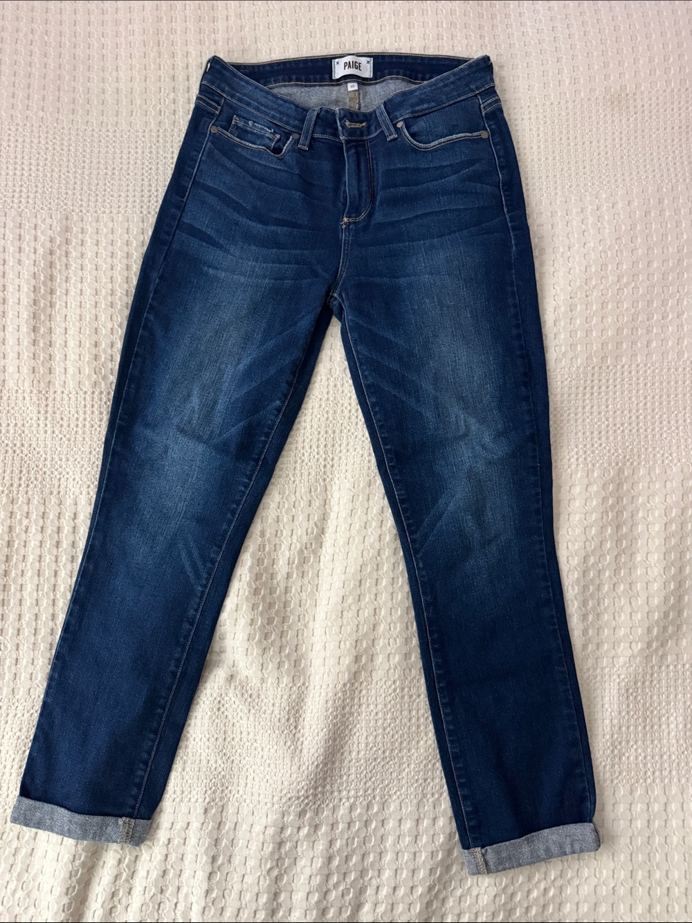 PAIGE Dark Blue Boyfriend Jeans